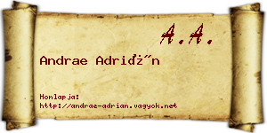 Andrae Adrián névjegykártya